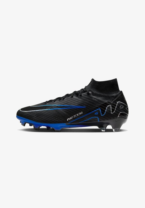 Nike Performance MERCURIAL SUPERFLY 9 ELITE FG - Firm-ground football boots - black/chrome-hyper royal