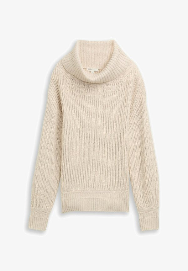 TOM TAILOR LOOSE FIT ROLLKRAGEN - Jumper - sand/stone/beige melange