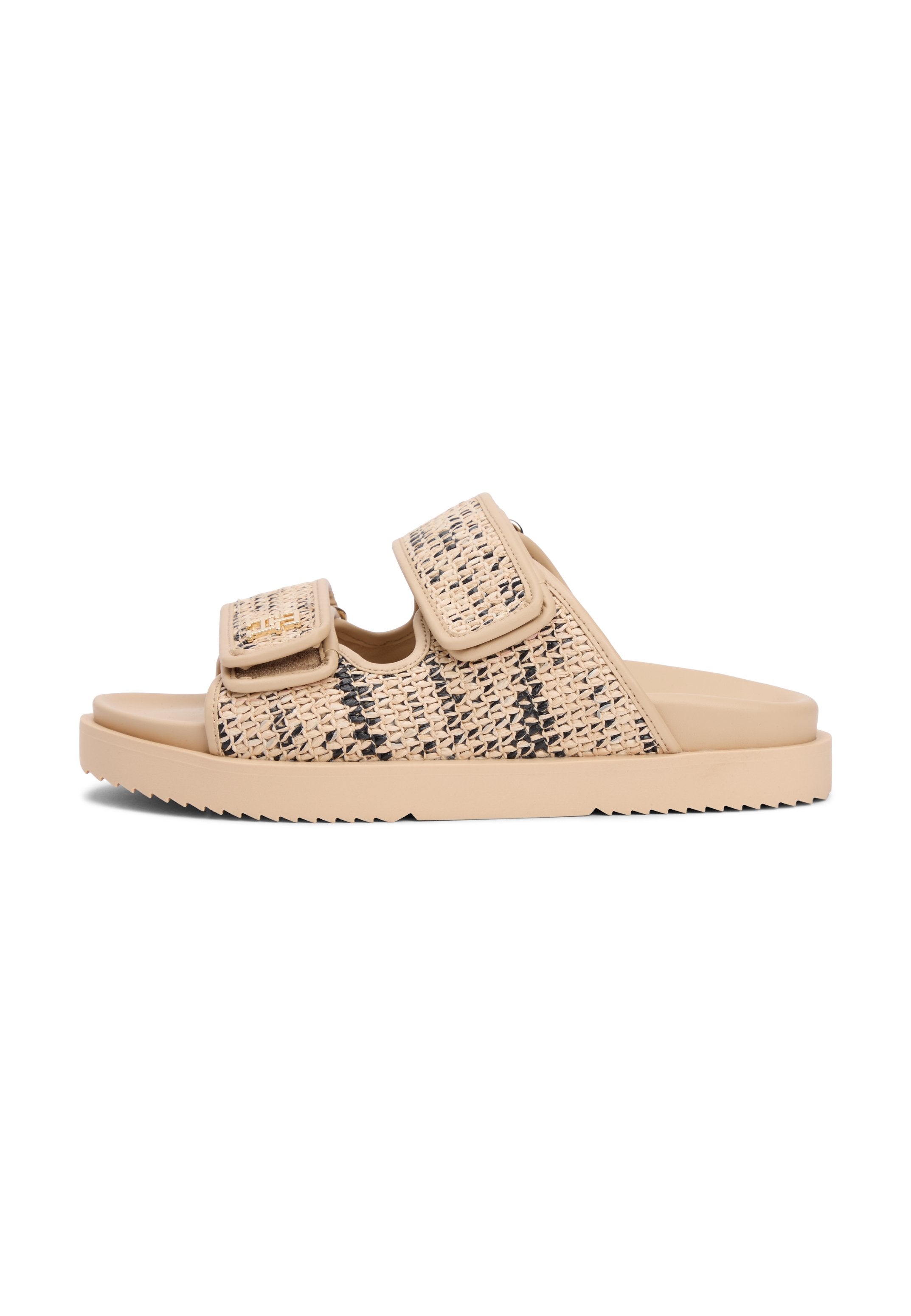 RAFFIA TH MONOGRAM DOUBLE STRAP SANDALS Media 1