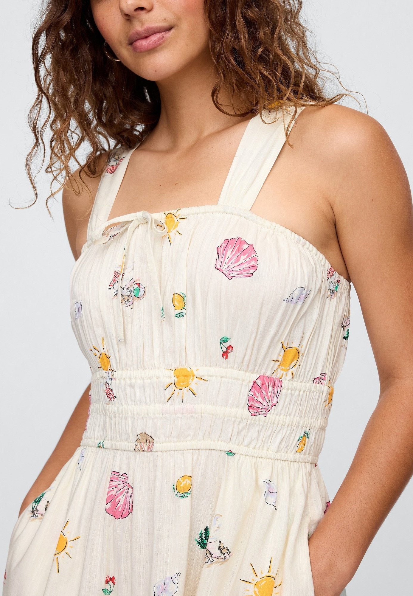 GAP TIE FRONT SMOCKED MINI