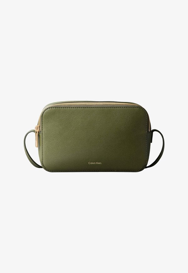 Calvin Klein FOIL LOGO ELONGATED CAMERA - Cross body bag - cypress