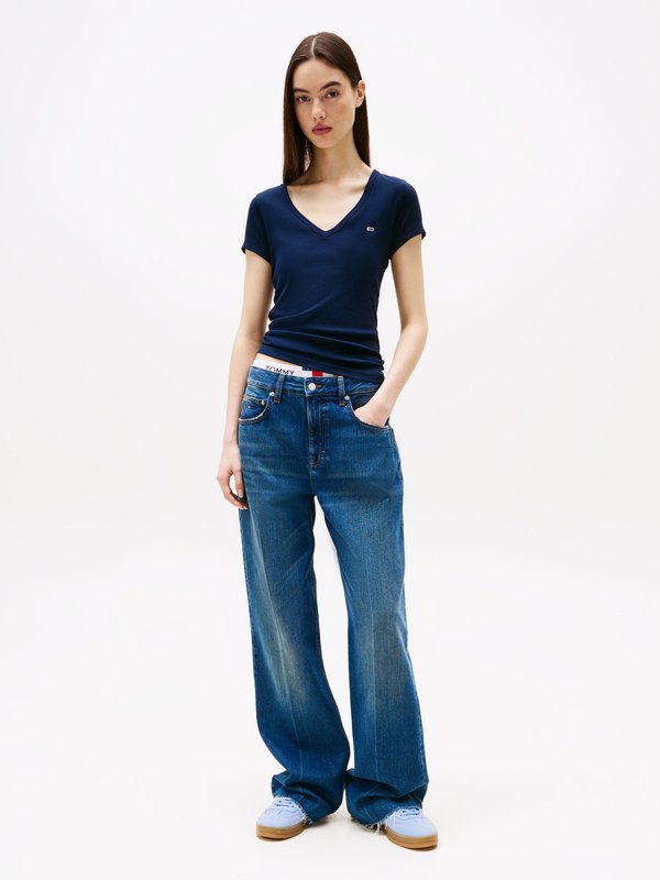 Tommy Jeans RIBBED SLIM V-NECK T-SHIRT