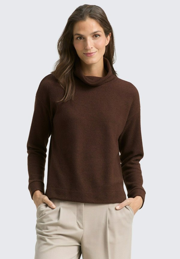 TOM TAILOR Jumper - dark pecan brown melange