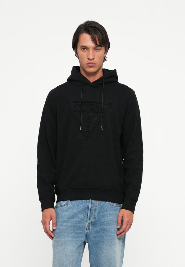 Guess TRIANGLE RAW PATCH HOODIE - Hoodie - jet black