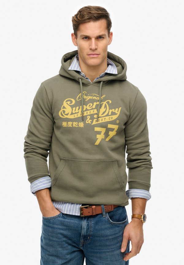 Superdry & Co & BOOT CO SCRIPT - Hoodie - dark khaki