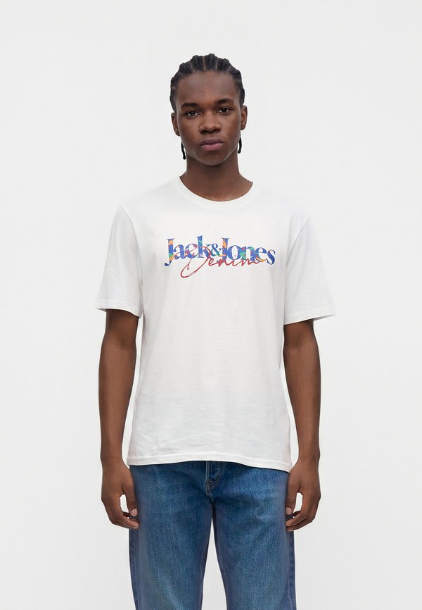 Jack & Jones JJTOM TEE CREW NECK - Print T-shirt - bright white