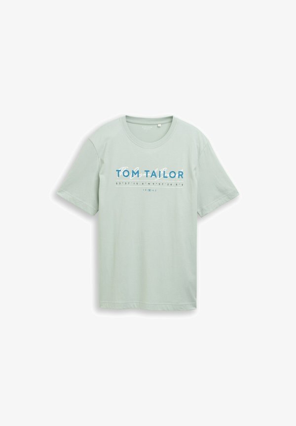 TOM TAILOR Print T-shirt - soft greyish green
