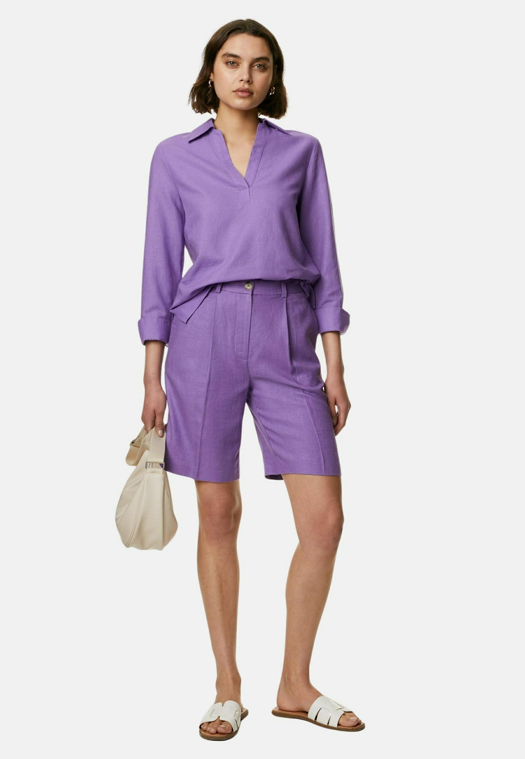 Marks & Spencer LINEN BLEND HIGH WAISTED BERMUDA