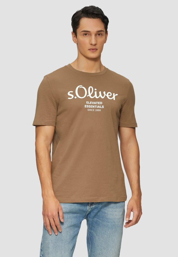 s.Oliver KURZARM - Print T-shirt - sandstein
