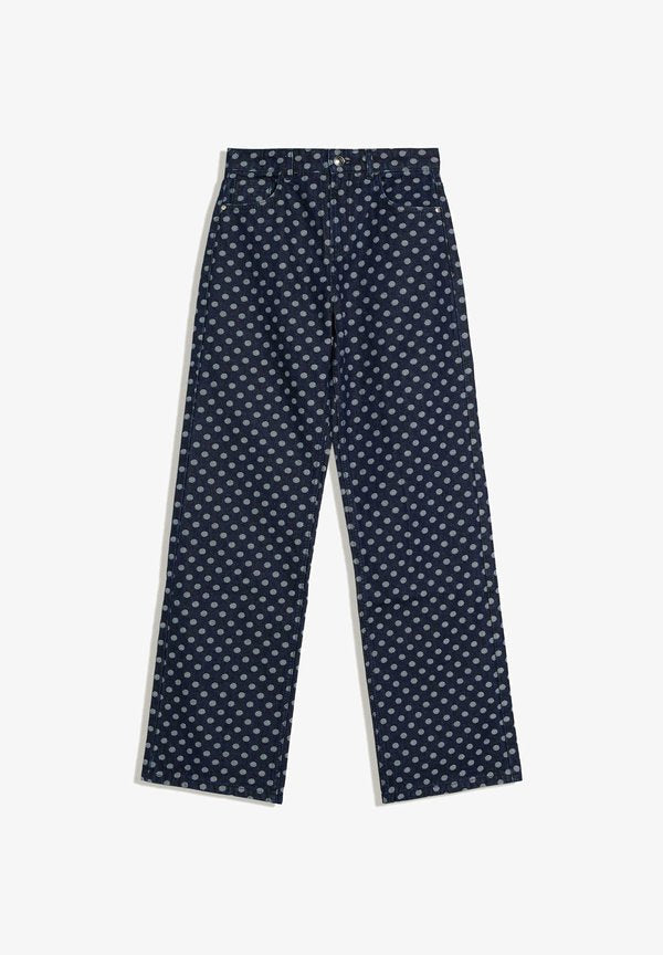 Bershka POLKA DOT - Wide Leg - royal blue