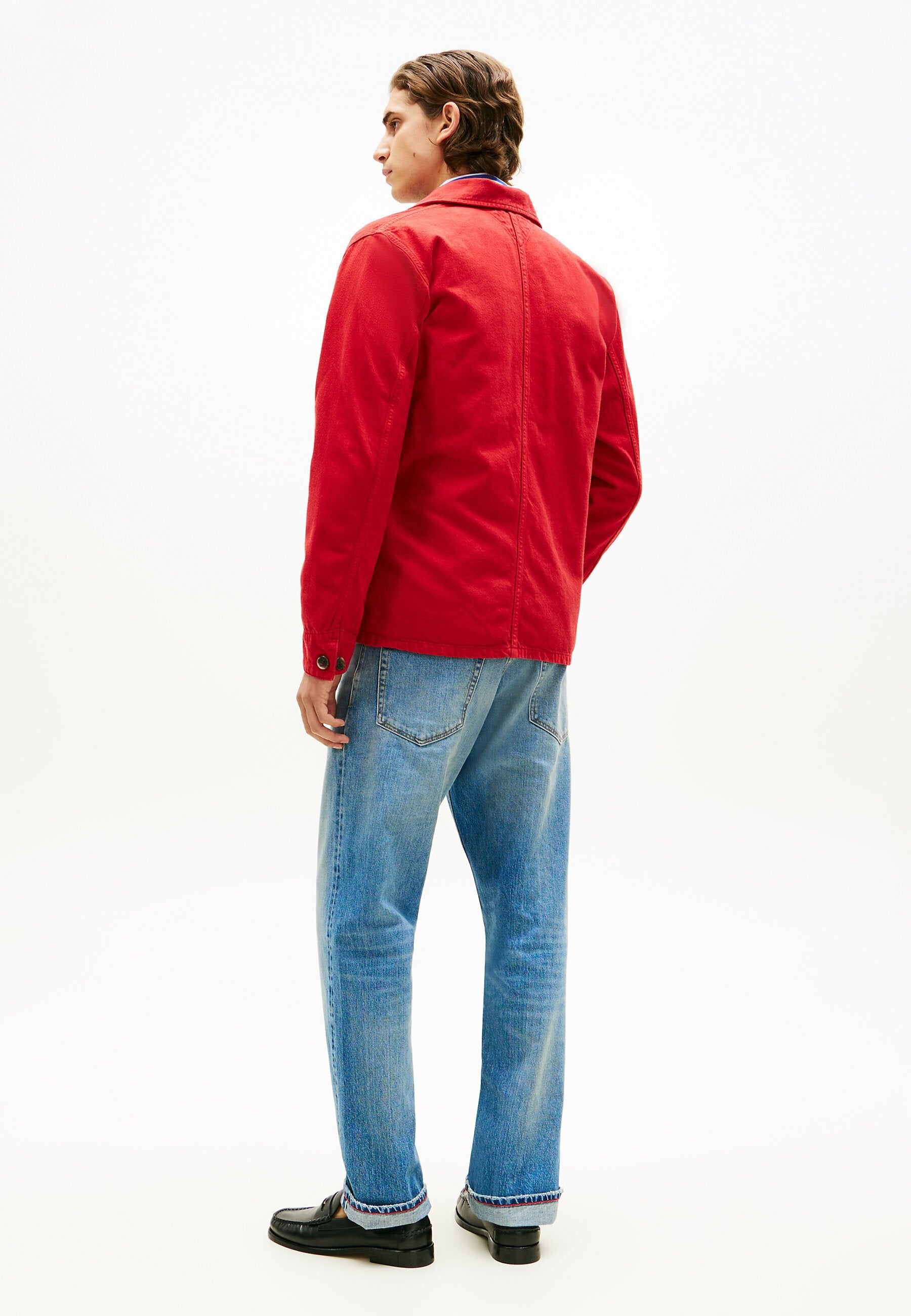 WASHED FLAG EMBROIDERY DENIM CHORE JACKET Media 4