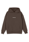 Brauner Hoodie aus Baumwolle, mit einer Kängurutasche, gerippten Bündchen und einem weißen, auf die Vorderseite gestickten "PEGADOR"-Logo.