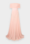 Norma Kamali COWL NECK OFF SHOULDER COMBO FLARED GOWN