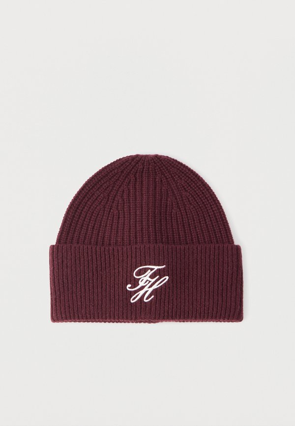 Tommy Hilfiger CASHMERE BLEND LOGO EMBROIDERY BEANIE - Beanie - marzemino