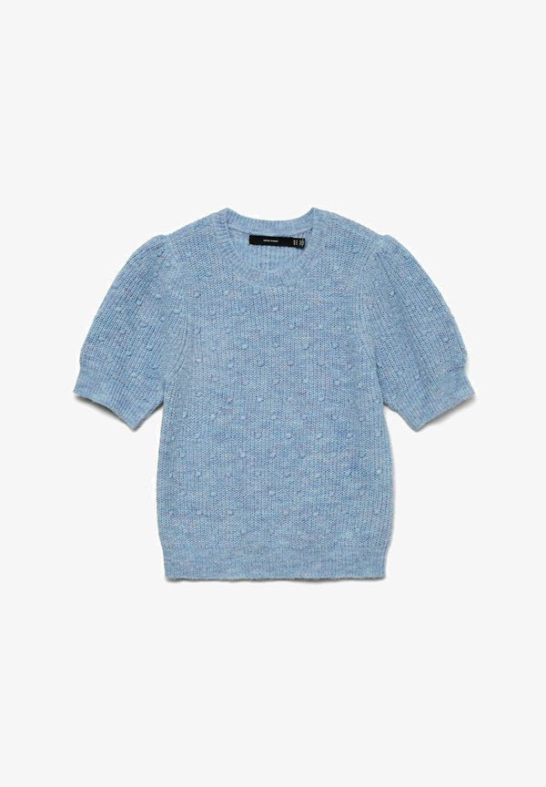 Vero Moda Knitted VMGENIUS Knitted - Basic T-shirt - brunnera blue