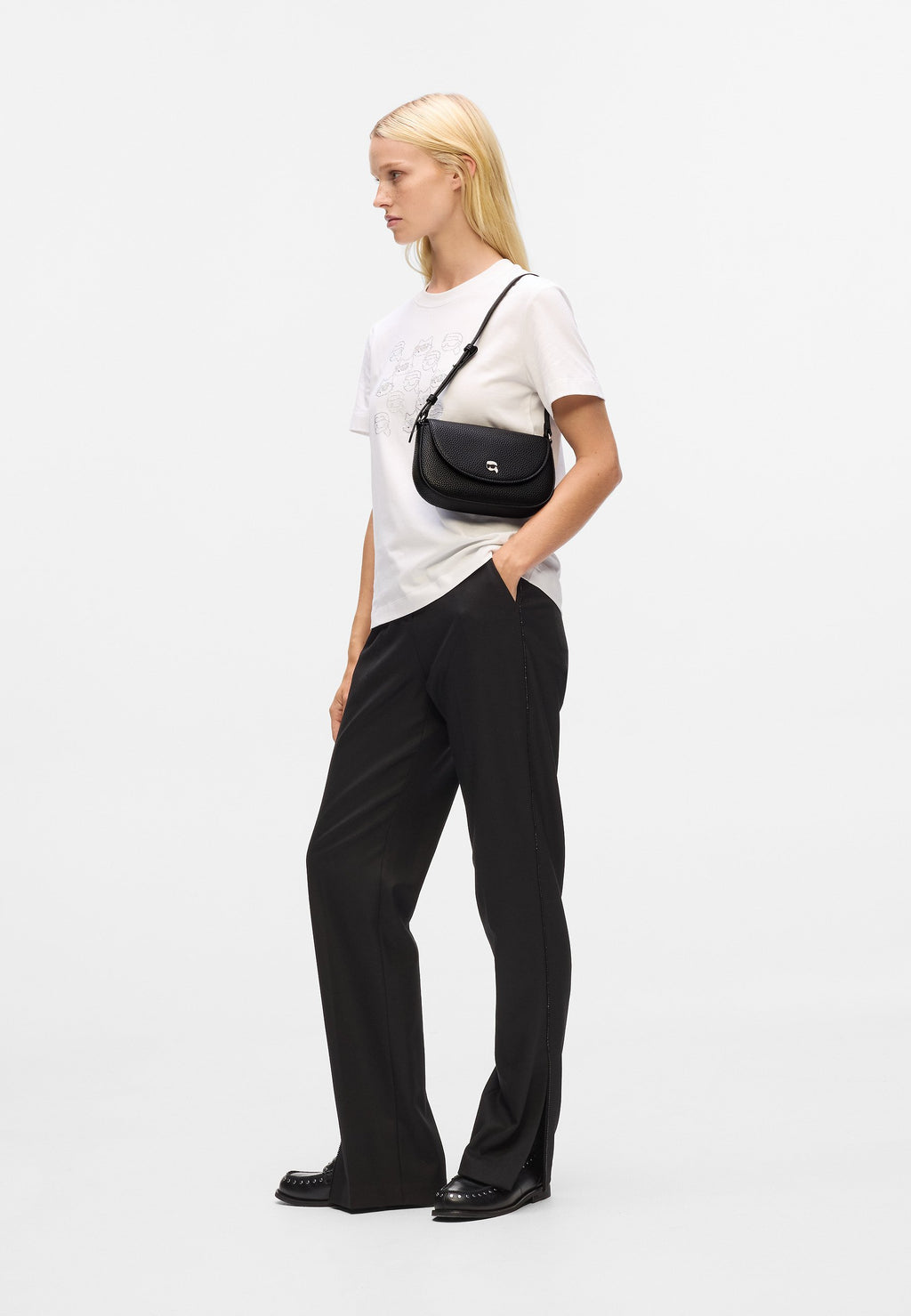 KARL LAGERFELD IKON PEBBLE PIN FLAP POUCH