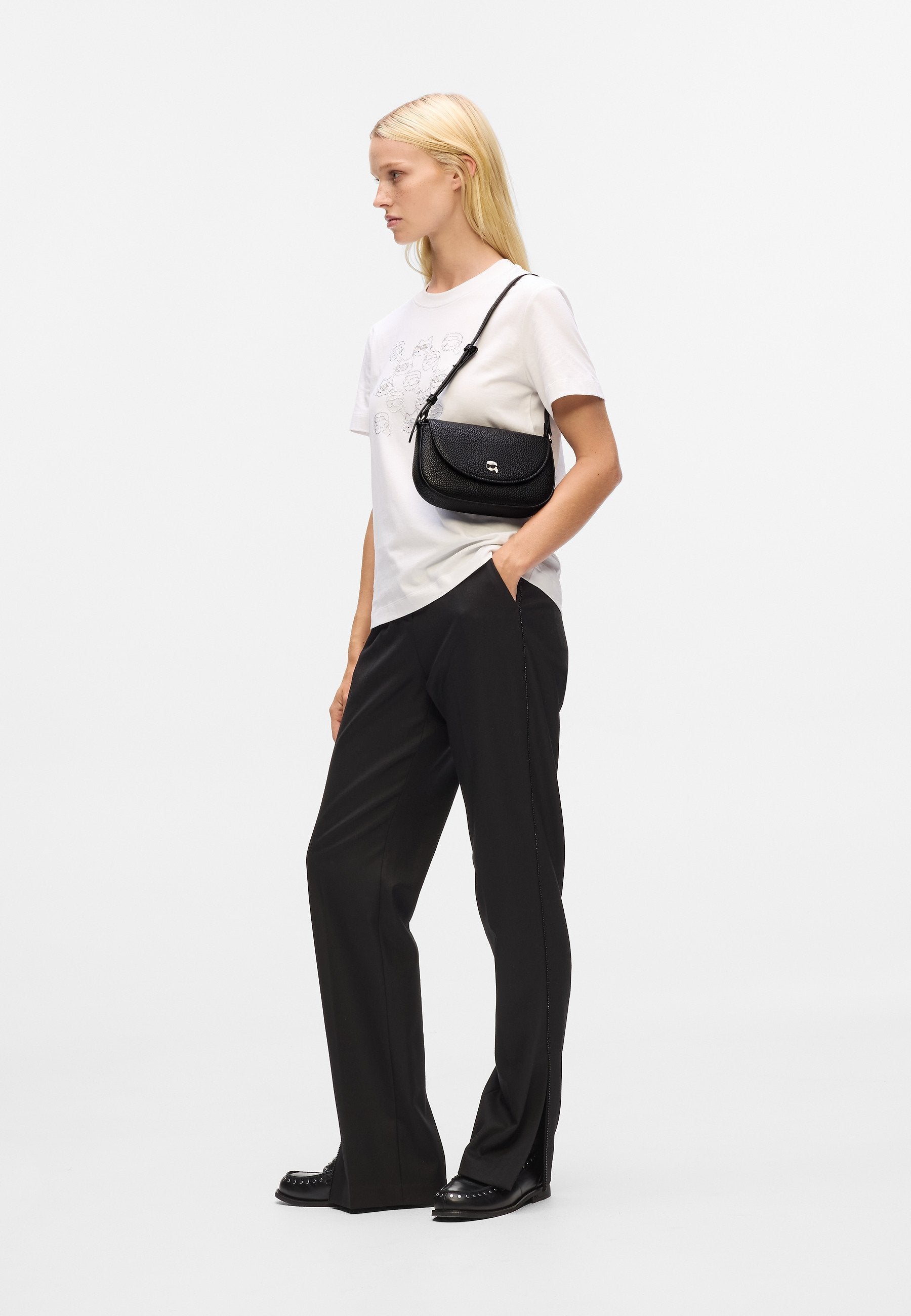 KARL LAGERFELD IKON PEBBLE PIN FLAP POUCH