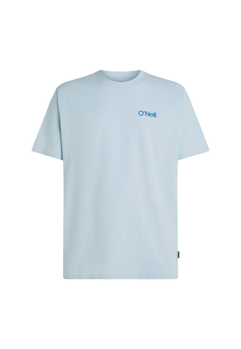Hellblaues Baumwoll-T-Shirt mit Rundhalsausschnitt, kurzen Ärmeln und einem kleinen O'Neill-Logo in Blau auf der Brust. Weiche Textur, entspannte Passform.