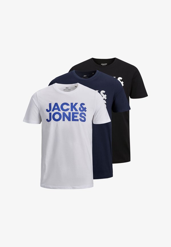 Jack & Jones JJECORP LOGO TEE O NECK  3 PACK - Print T-shirt - schwarz marineblau weiß