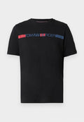 Tommy Hilfiger LOGO STRIPE JERSEY T-SHIRT - Print T-shirt - black