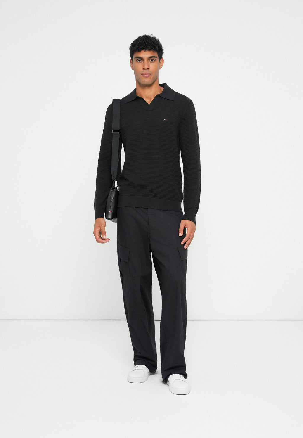 TEXTURED KNIT POLO COLLAR JUMPER Media 2