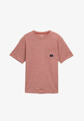 TOM TAILOR MIT BRUSTTASCHE - Print T-shirt - velvet red fine stripe