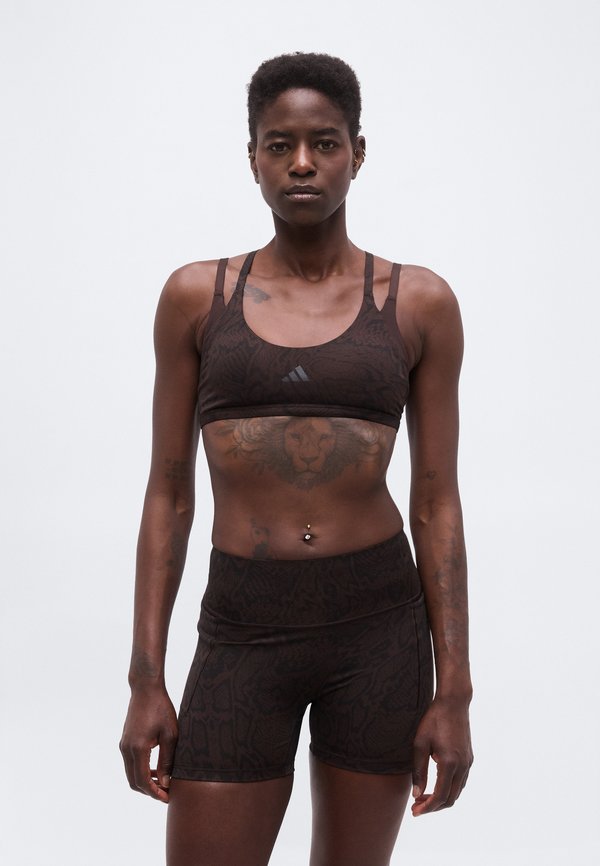 adidas Performance POWER - Light support sports bra - aurora coffee/black