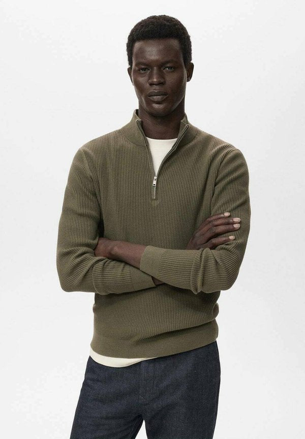 Mango WITH ZIP NECK - Jumper - olive