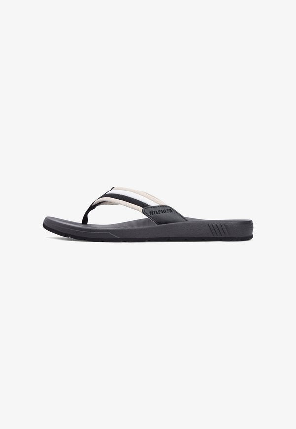 Tommy Hilfiger CONTOURED FOOTBED SIGNATURE TAPE FLIP-FLOPS - Sandals - black