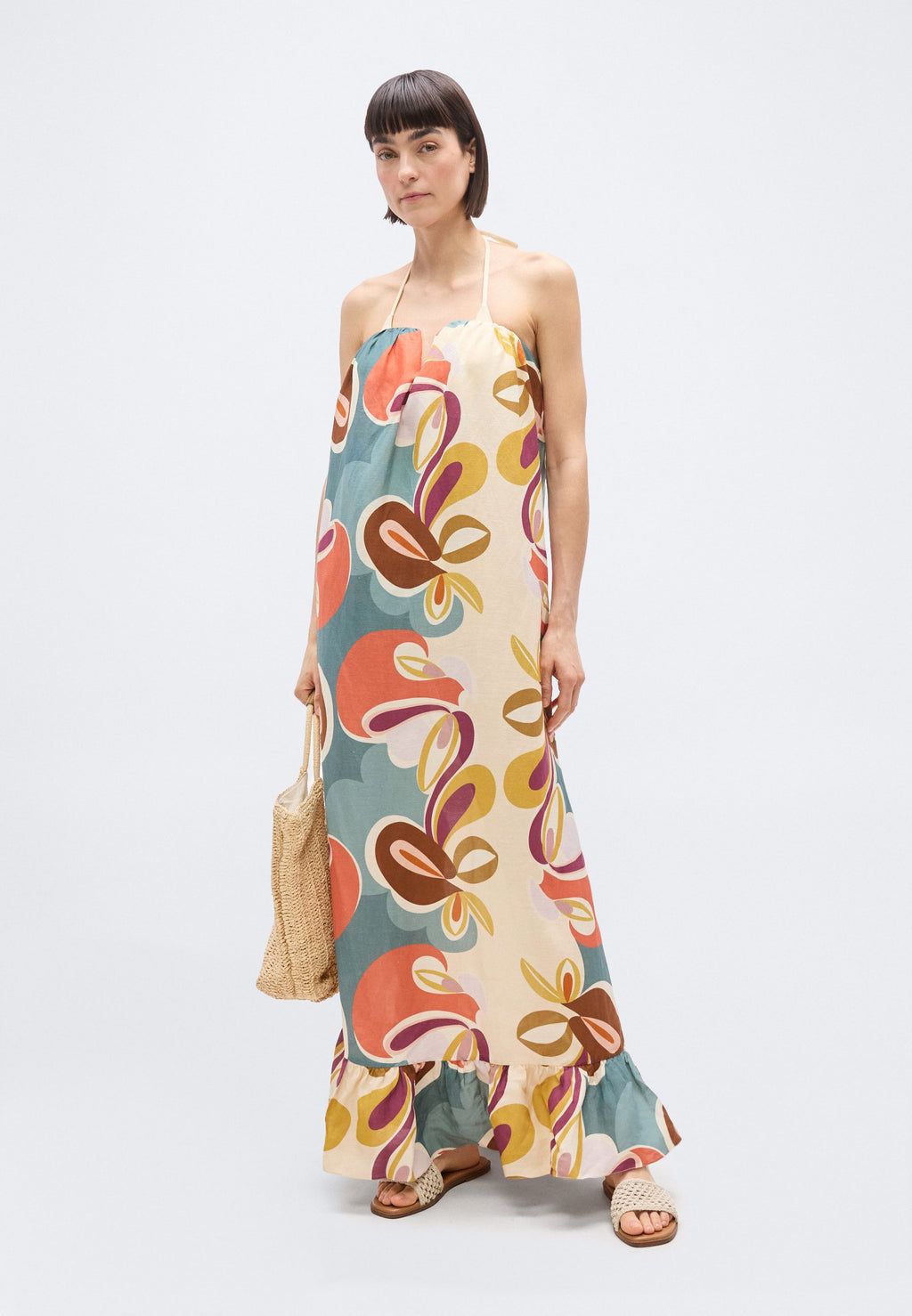 ADRIANA DEGREAS FLORAL STRAPLESS LONG DRESS