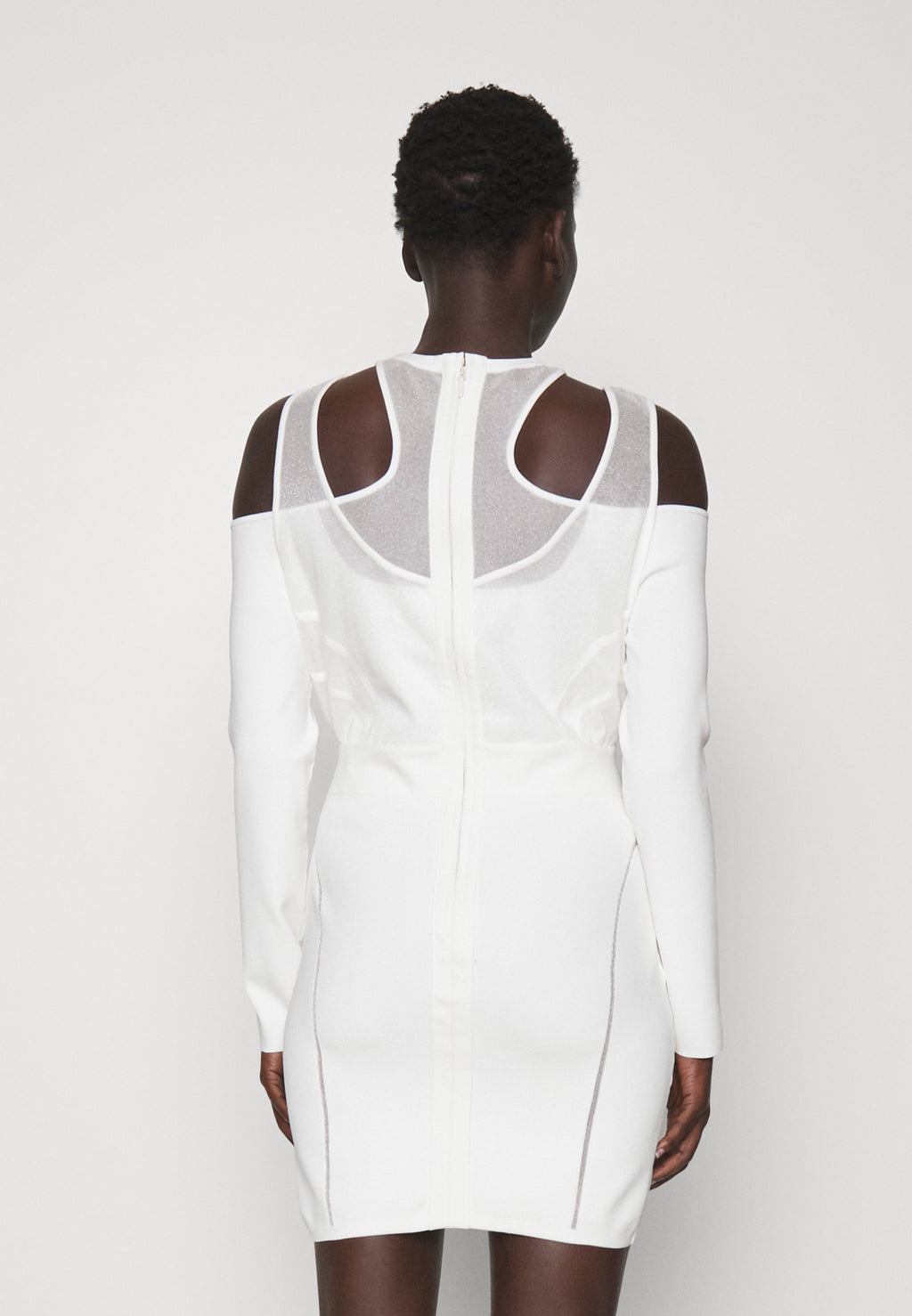 Hervé Léger LAW ROACH LAYERED SHEER INTARSIA DRESS
