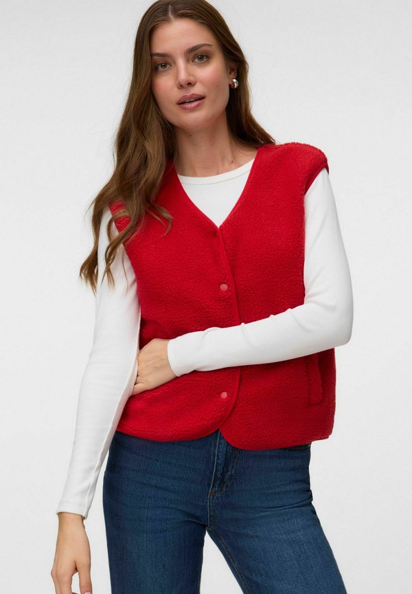 Vero Moda VMJOSEFINE SL TEDDY GILET EXP - Waistcoat - high risk red