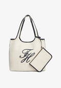 Tommy Hilfiger CANVAS BEACH TOTE BAG WITH POUCH - Tote bag - white