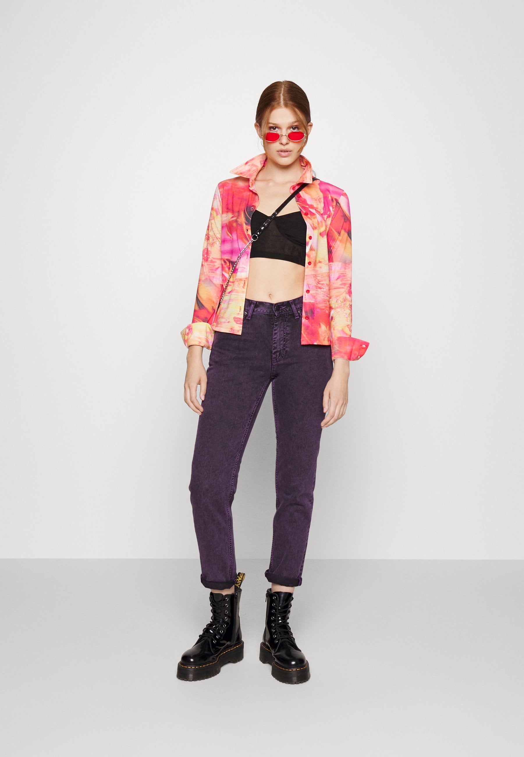 Jaded London FITTED 90'S TISSUE SHIRT LUMEN RIVER PRINT