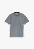TOM TAILOR PRINTED POLO - Polo shirt - navy white two tone pique