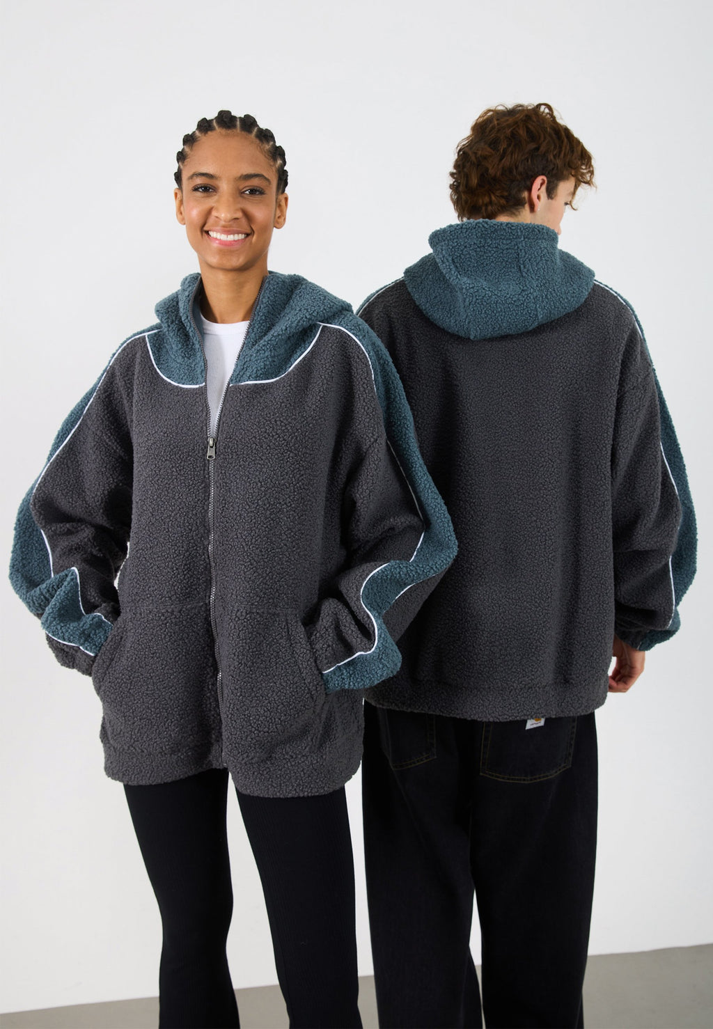 YOURTURN UNISEX FLEECE RELAXED FIT BALACLAVA HOODIE