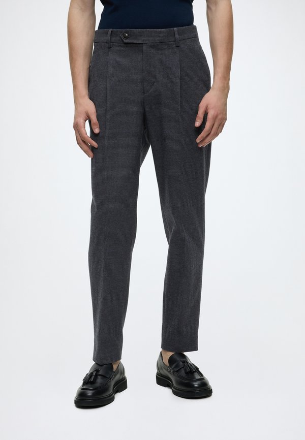 Tommy Hilfiger NY SMALL PATTERN DRESS PANTS - Suit trousers - navy blue