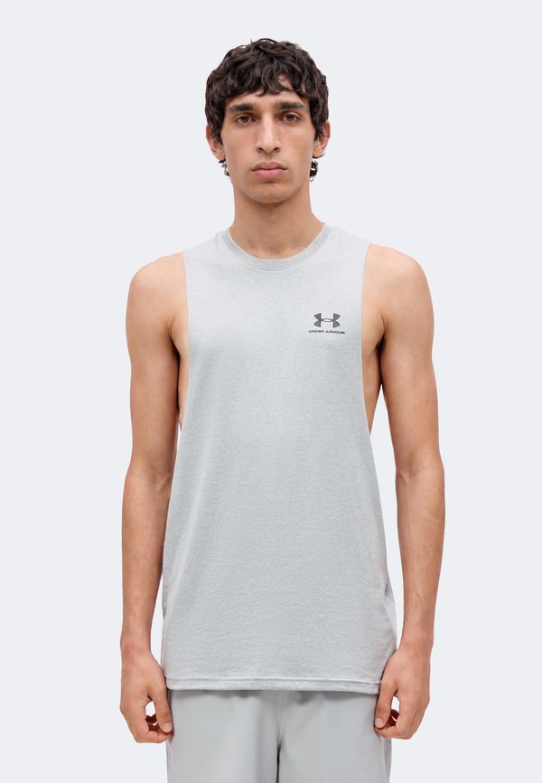 Under Armour LEFT CHEST CUT OFF TANK - Top - steel light heather/black