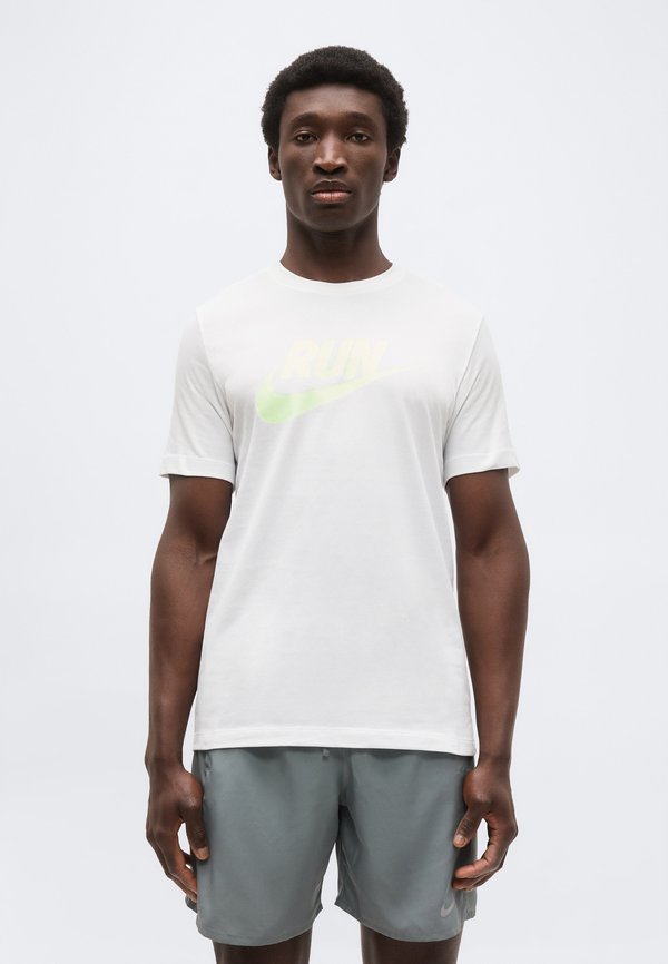 Nike Performance TEE RUN - Sports T-shirt - white/barely volt