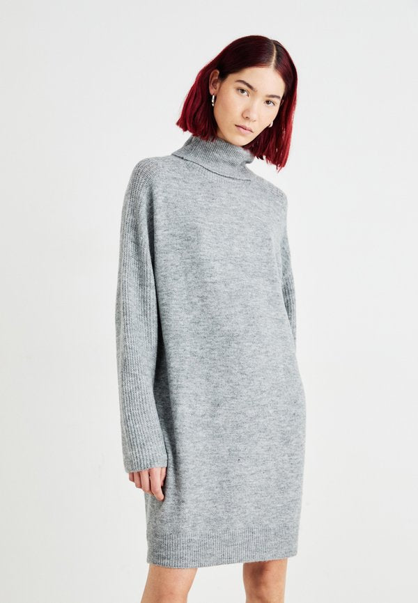Vero Moda VMJUPITER COWLNECK SHORT DRESS - Jumper dress - medium grey melange