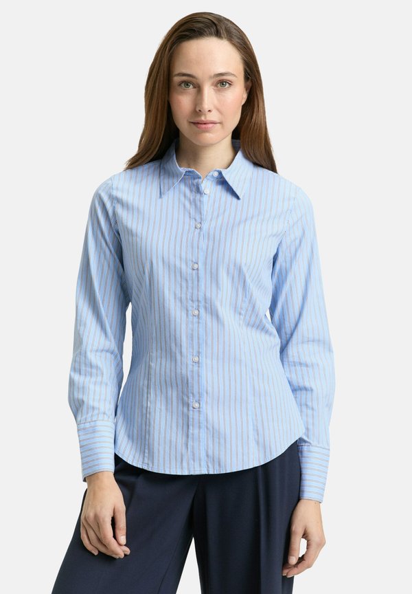 TOM TAILOR FITTED - Button-down blouse - blue white poplin stripe