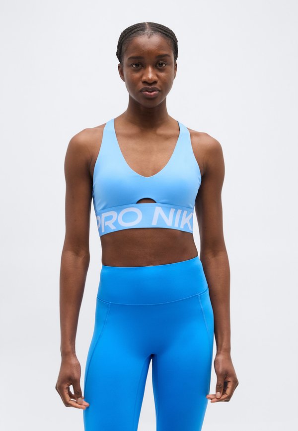 Nike Performance SCULPT BRA - Medium support sports bra - university blue/hydrogen blue/white