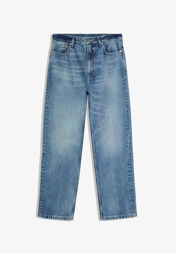 Bershka STRAIGHT WIDE JEANS - Straight leg jeans - light blue