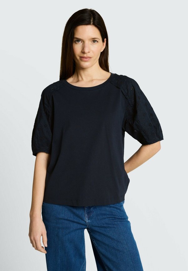 TOM TAILOR TOM TAILOR T-SHIRT T-SHIRT MIT LOCHSTICKEREIEN - Print T-shirt - sky captain blue