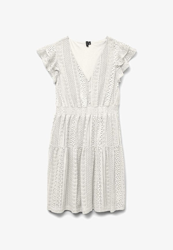 Vero Moda Lace VMHONEY Short - Day dress - snow white