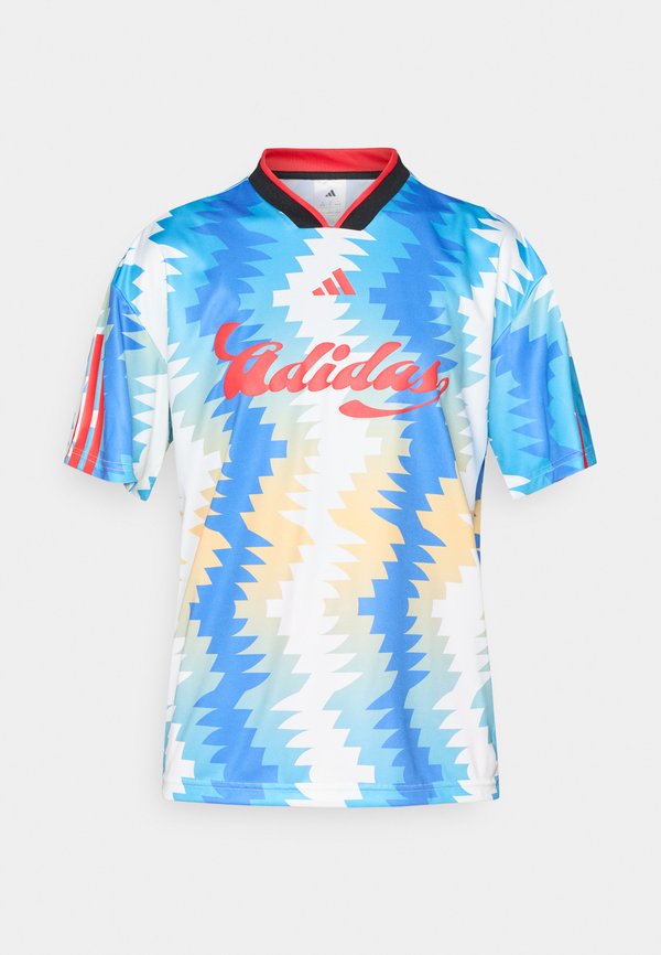 adidas Sportswear HOUSE OF TIRO X COMMON GOAL - Print T-shirt - off white/semi ice tangerine/ray blue/multicolor