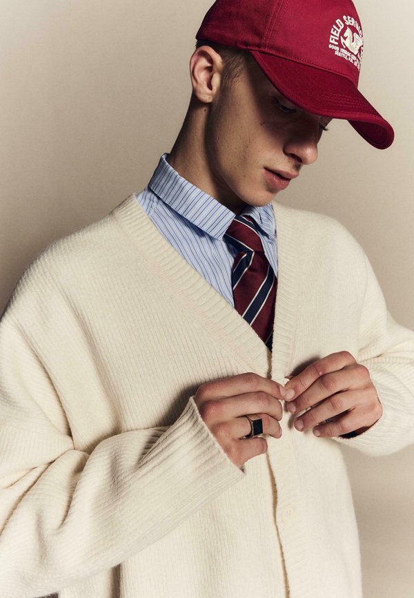 Bershka STRIPED - Tie - bordeaux