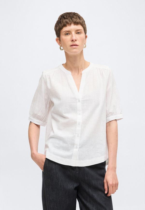 TOM TAILOR BLOUSE SHORTSLEEVES SLUB STRUCTURE - Blouse - white