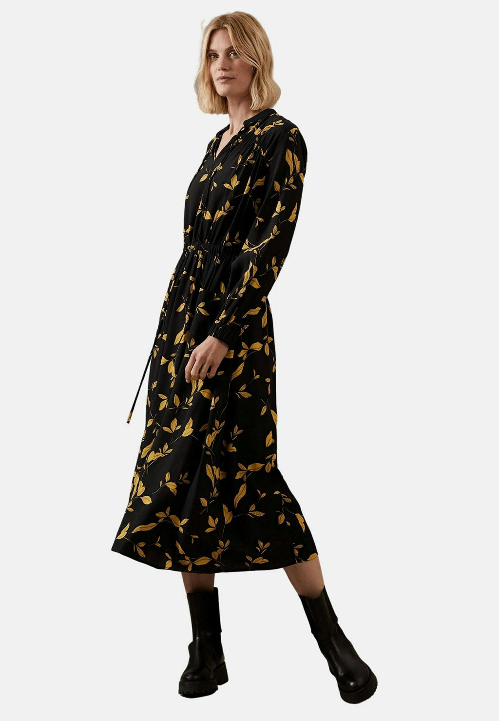 Marks & Spencer FLORAL BELTED MAXI WAISTED