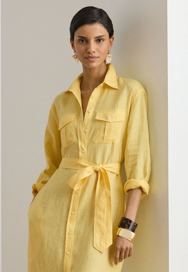 Lauren Ralph Lauren BELTED LINEN MIDI SHIRTDRESS